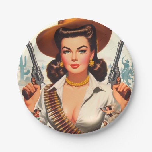Westerne Pin-up Papieren Bordje (Voorkant)