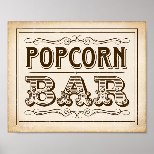  Westerne POPCORN BAR-gebarentafdruk Poster (Voorkant)