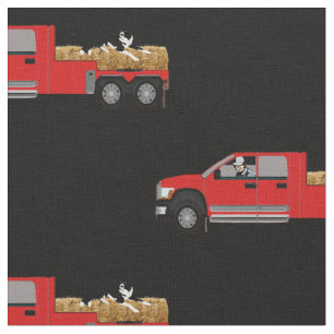 Westerne Ranch Cowboy In Truck met Hay en Dog Stof