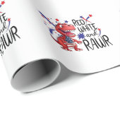 Westerne Red White Rawr-dinosaurus Cadeaupapier (Rol Hoek)