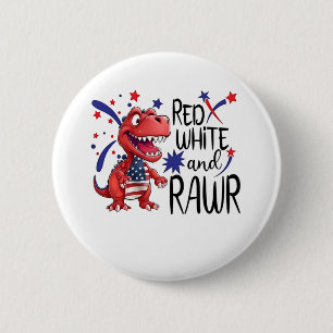 Westerne Red White Rawr-dinosaurus Ronde Button 5,7 Cm