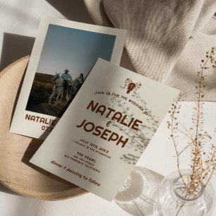 Westerne Retro  Bull schedel Bold Boho Bruiloft Kaart