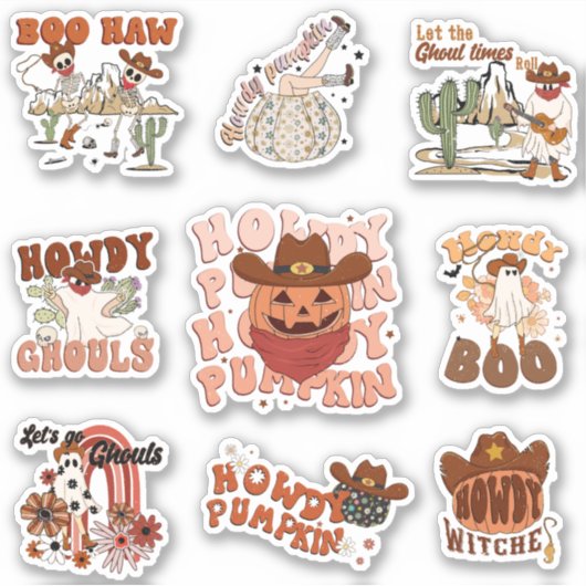 Westerne Retro Funny Halloween Sticker (Voorkant)