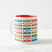 Westerne Retro Mod X Pattern C Tweekleurige Koffiemok (Voorkant links)