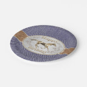 Westerne riem en gesp op denim Happy Birthday Papieren Bordje (Gekanteld)