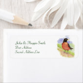 Westerne Robin, vogel, adreslabel Etiket (Insitu)