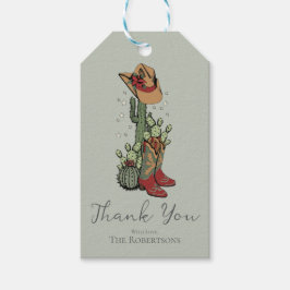 Westerne Rode en Groene Xmas Cowgirl Dank U Cadeaulabel
