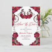 Westerne rode rozen Charro Save De Datum Quinceañe Kaart (Staand voorkant)