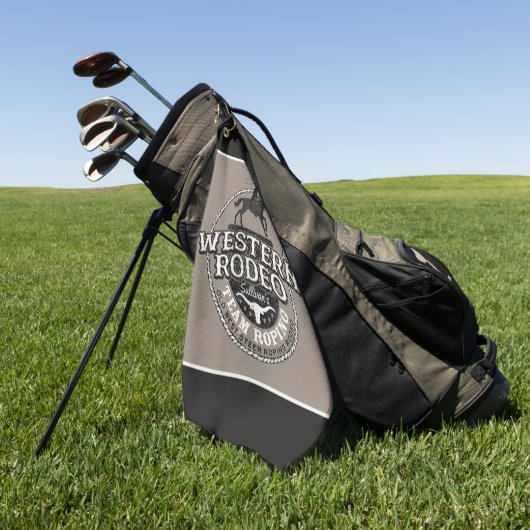 Westerne Rodeo ADD NAME Old West Steer Roping Rope Golfhanddoek (Groen)