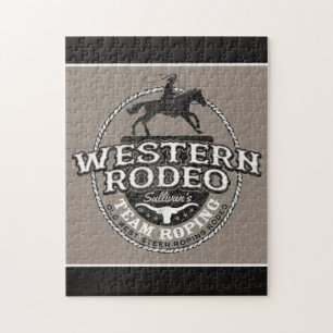 Westerne Rodeo ADD NAME Old West Steer Roping Rope Legpuzzel