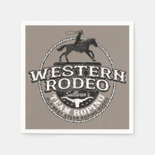 Westerne Rodeo ADD NAME Old West Steer Roping Rope Servet