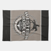 Westerne Rodeo ADD NAME Old West Steer Roping Rope Theedoek (Horizontaal)