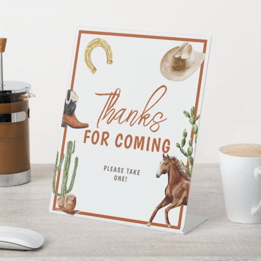 Westerne Rodeo Boy Bedankt voor Coming Reclamebord Met Voetstuk (Insitu)