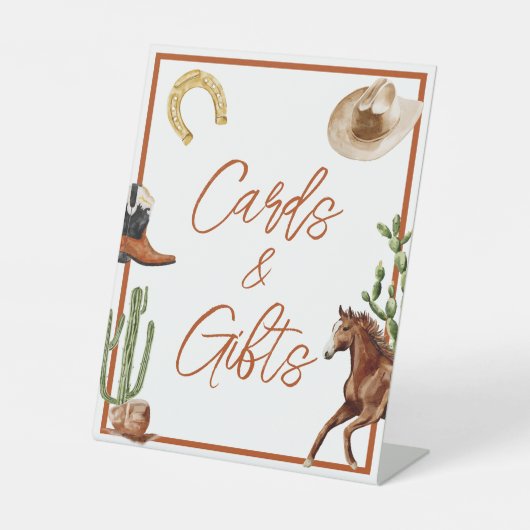 Westerne Rodeo Boy Kaarten & Geschenken Reclamebord Met Voetstuk (Voorkant)