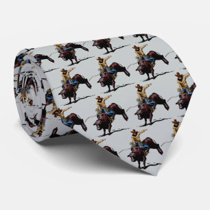 Westerne Rodeo Bull Riding Mannen Necktie Stropdas