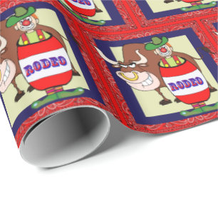 Westerne Rodeo Clown Barrel and Bull Cadeaupapier