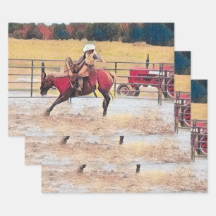 Westerne Rodeo Country Horse Riding Art Inpakpapier Vel
