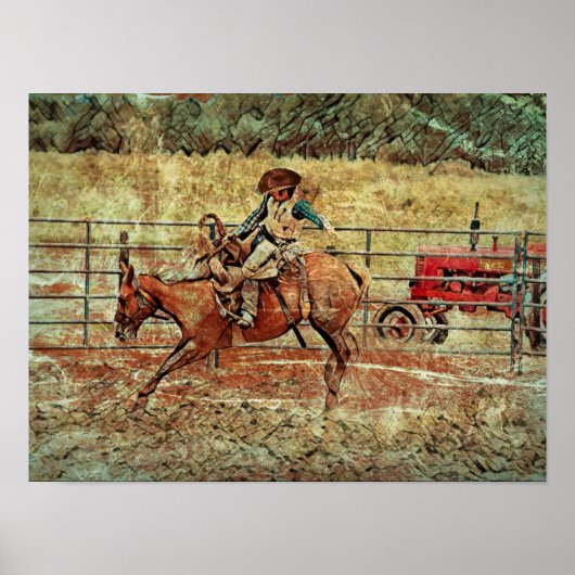 Westerne rodeo Country Horse Riding Texture Poster (Voorkant)