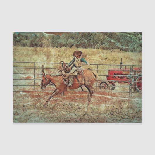 Westerne rodeo Country Horse Riding Texture Tissuepapier (Voorkant)