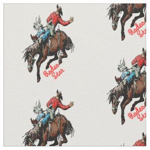 Westerne Rodeo Cowboy Bareback Bronc Horse Rider Stof