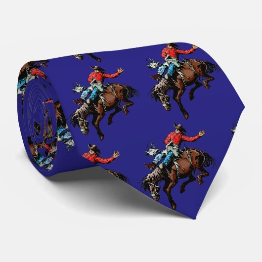 Westerne Rodeo Cowboy Bronc Rider Mannen Necktie Stropdas (Opgerold)
