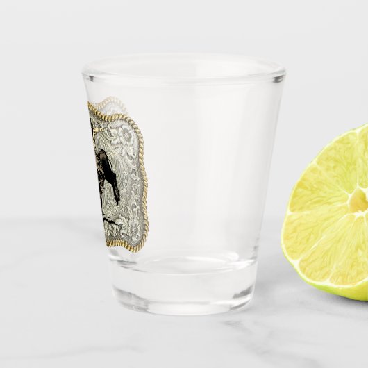 Westerne Rodeo Cowboy Bull Riding Belt Buckle Shot Glas (Rechts)