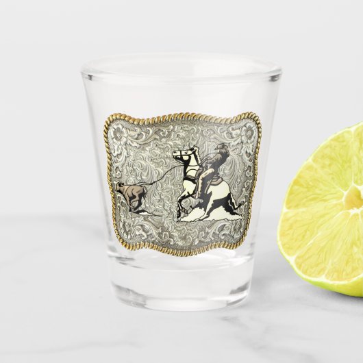 Westerne rodeo Cowboy Calf Roping Belt Sluiting Shot Glas (Voorkant)