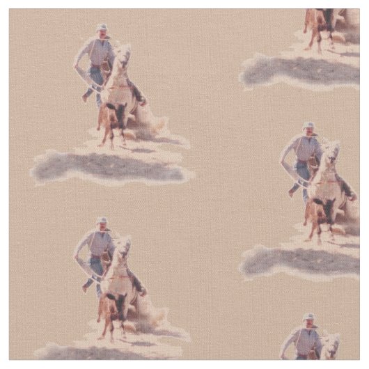 Westerne Rodeo Cowboy Calf Roping Print Stof (Close Up)