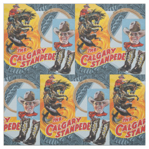 Westerne Rodeo Cowboy Collage Print Stof