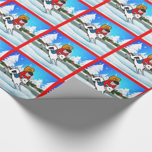 Westerne Rodeo Cowboy Kind Mutton Buster Snow Scen Cadeaupapier (Hoek)
