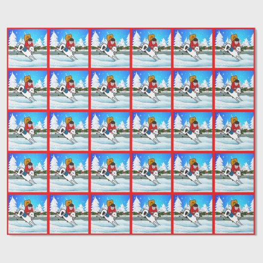 Westerne Rodeo Cowboy Kind Mutton Buster Snow Scen Cadeaupapier (Vlak)