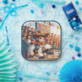 Westerne Rodeo Cowboy Mutton Busting Papieren Bordje (Feest)