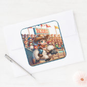 Westerne Rodeo Cowboy Mutton Busting Vierkante Sticker (Envelop)