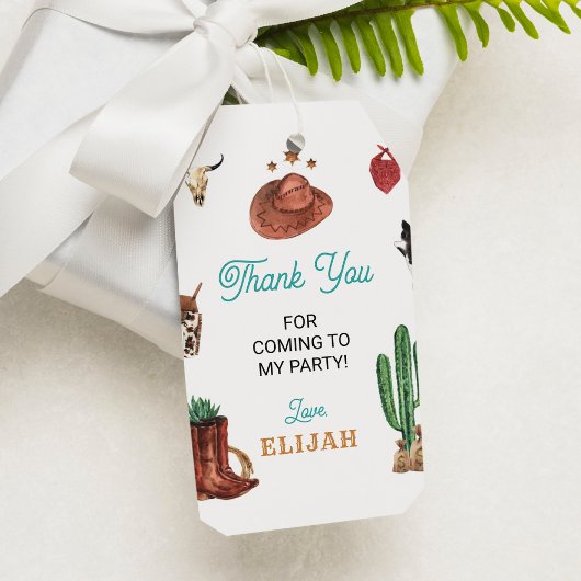 Westerne Rodeo Cowboy Verjaardag Dank je Label Cadeaulabel