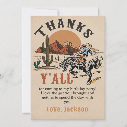 Westerne Rodeo Cowboy Verjaardag Dank u kaart (Voorkant)