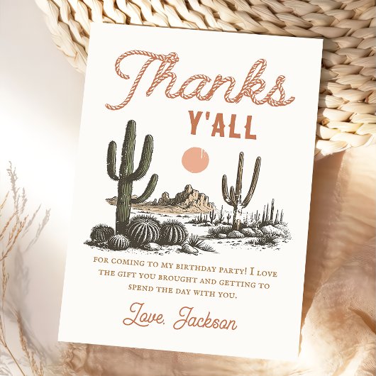 Westerne Rodeo Cowboy Verjaardag Dank u kaart