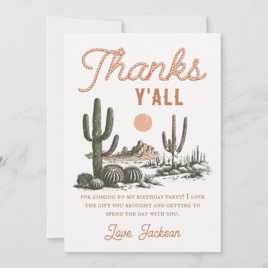 Westerne Rodeo Cowboy Verjaardag Dank u kaart (Voorkant)