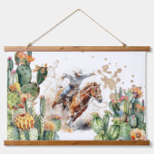 Westerne rodeo cowboy waterverf cactus hangend wandkleed (Voorkant)