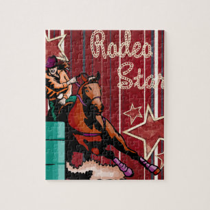 Westerne Rodeo Cowgirl Barrel Racing Rodeo Star Legpuzzel