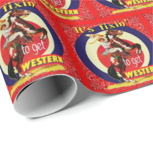 Westerne Rodeo Cowgirl die paarden fokt Cadeaupapier