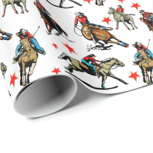 Westerne Rodeo Cowgirl op paarden Cadeaupapier