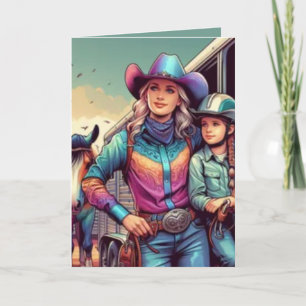 Westerne Rodeo Cowgirls Gepersonaliseerde Verjaard Kaart