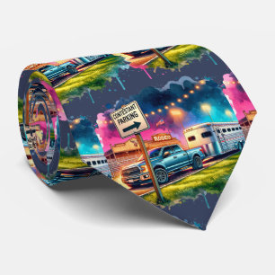 Westerne Rodeo Deelnemer Parkeerwagen Aanhangwagen Stropdas