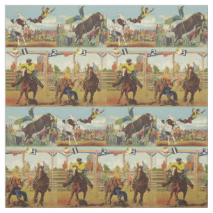  Westerne Rodeo Events Cowboys Horses Bulls Stof