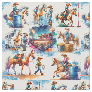 Westerne Rodeo kleine cowgirl vat racen Stof