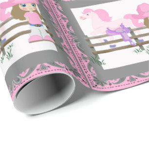 Westerne Rodeo Little Cowgirl Horse Saddle Cadeaupapier