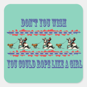 Westerne rodeo-stickers Calf-ring Vierkante Sticker