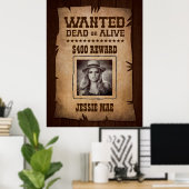 Westerne Rodeo Themafeest Gezocht Poster (Thuiskantoor)