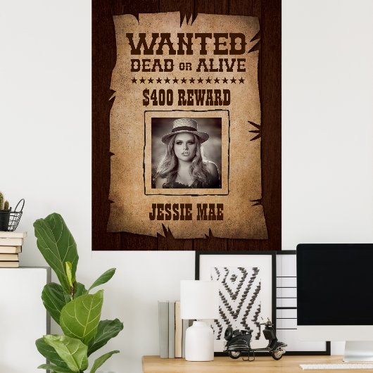 Westerne Rodeo Themafeest Gezocht Poster (Thuiskantoor)