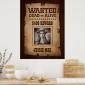 Westerne Rodeo Themafeest Gezocht Poster (Keuken)